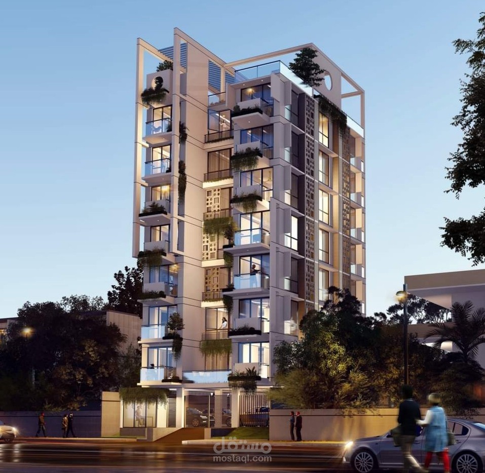تصميم مبنى سكن شبابي