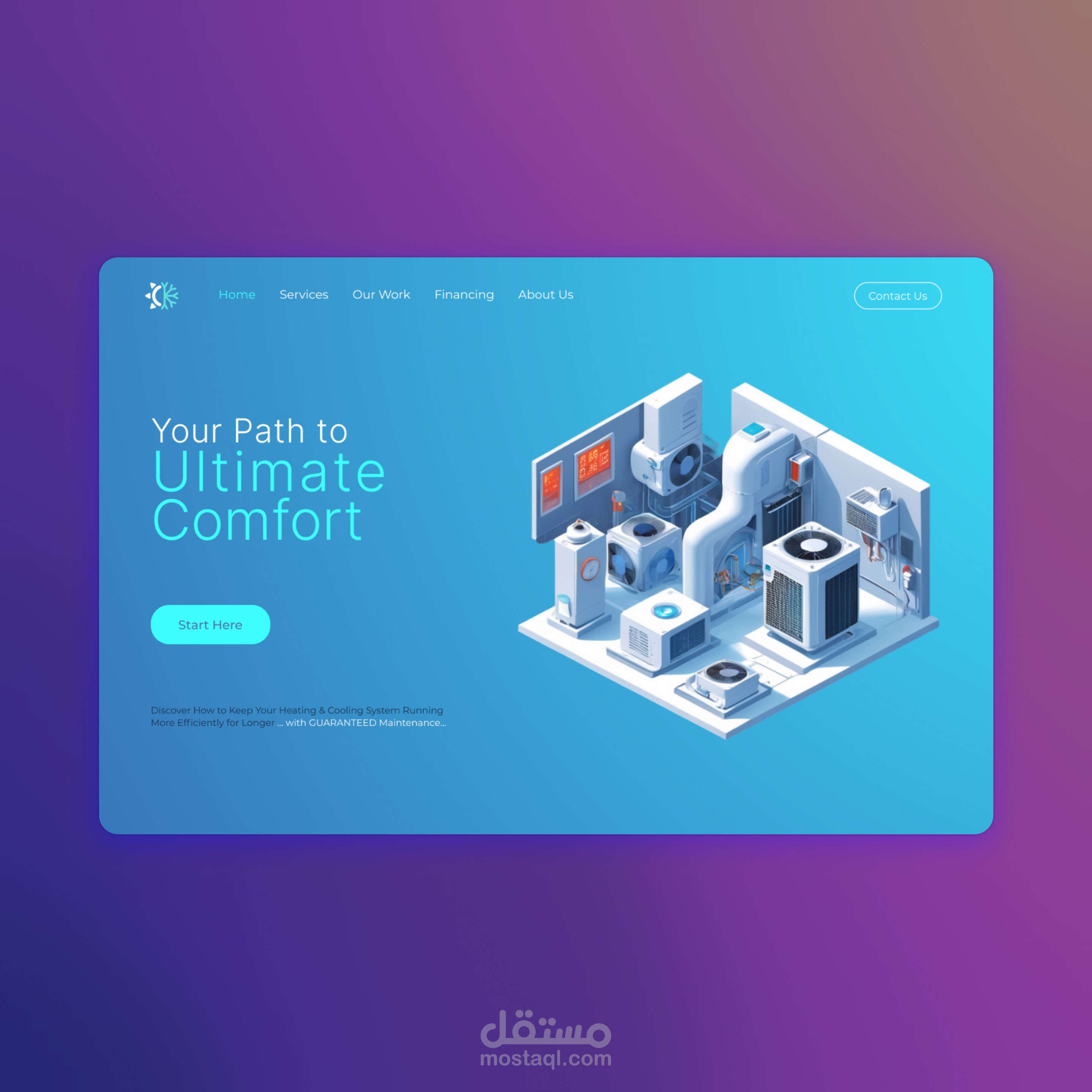 تصميم موقع مميز لشركة تدفئة وتهوية وتكييف هوائي