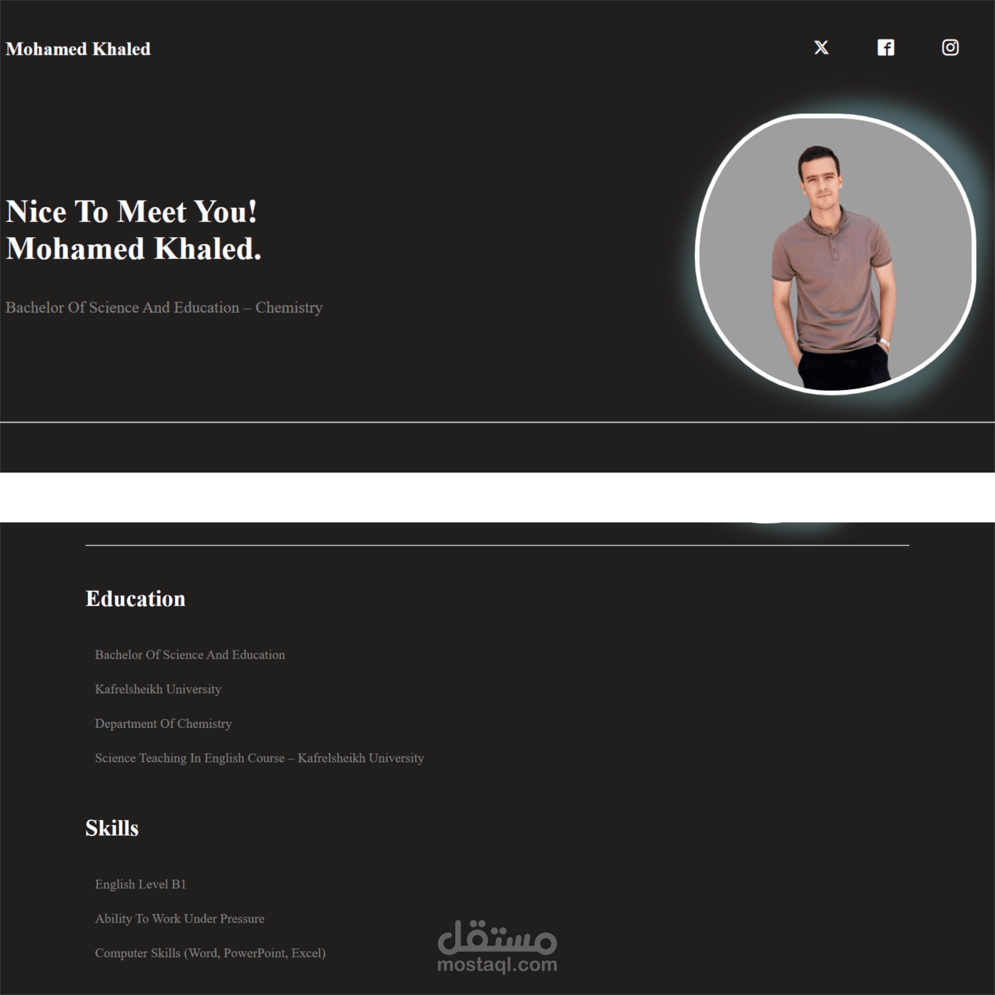 Front-End Developer Portfolio Landing Page Design