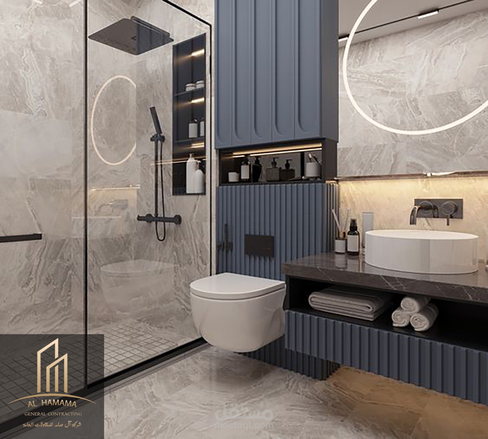 تصميم حمام في مدينة المنصورة في مصر