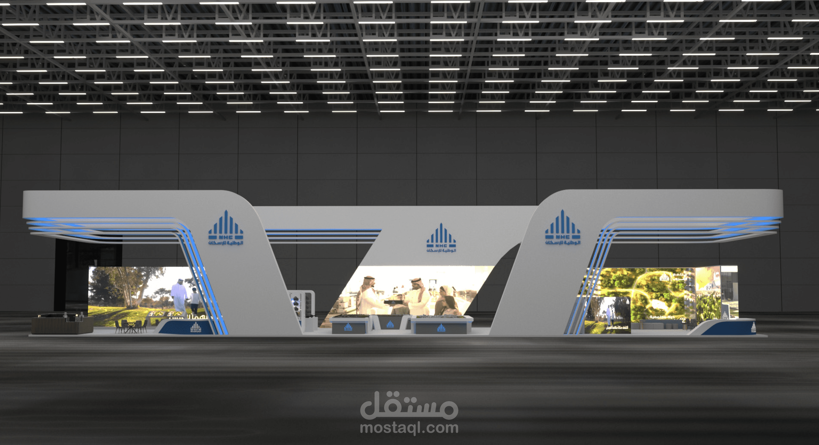 National housing company booth in cityscape