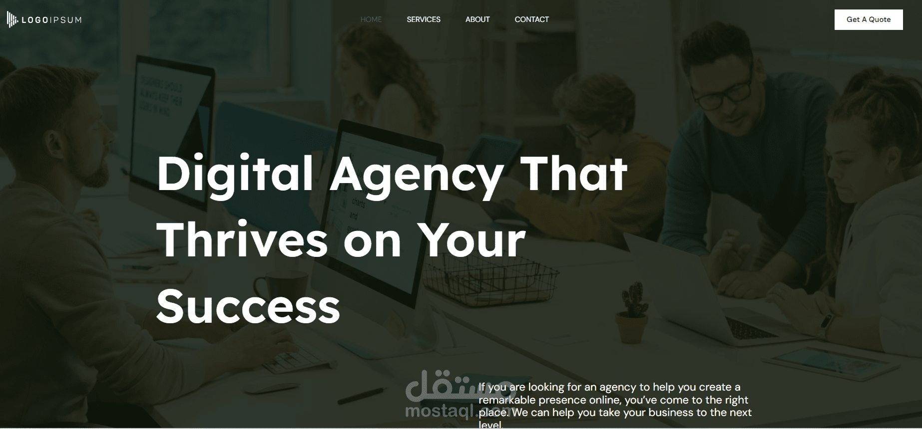 "Professional Digital Agency Website with About, Services, and Contact Pages