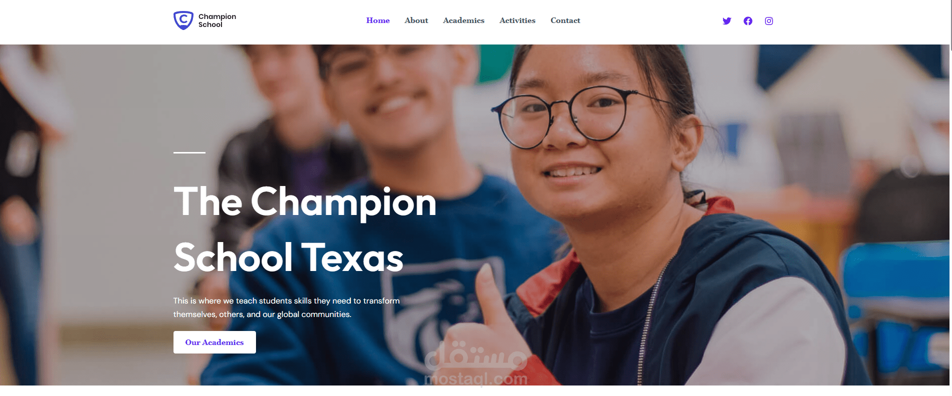 "Responsive School Website with Academics & Activities"