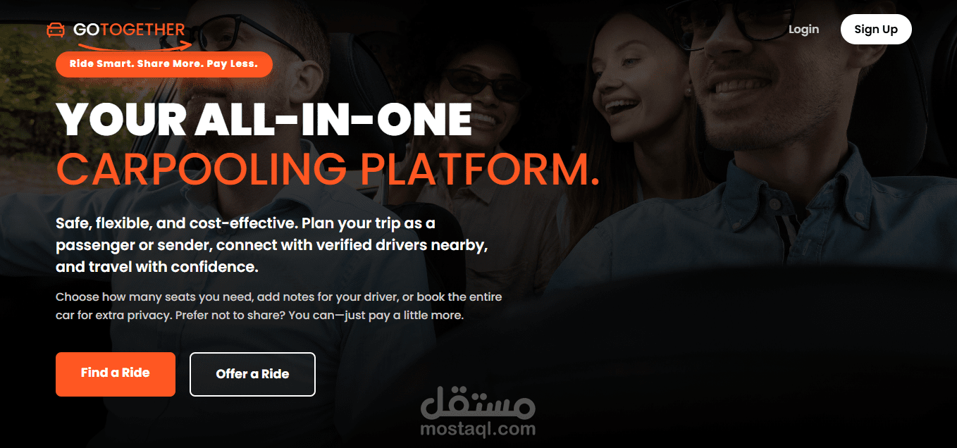 GoTogether Ride Sharing Platform - منصة المشاركة في الرحلات وتوصيل الطرود