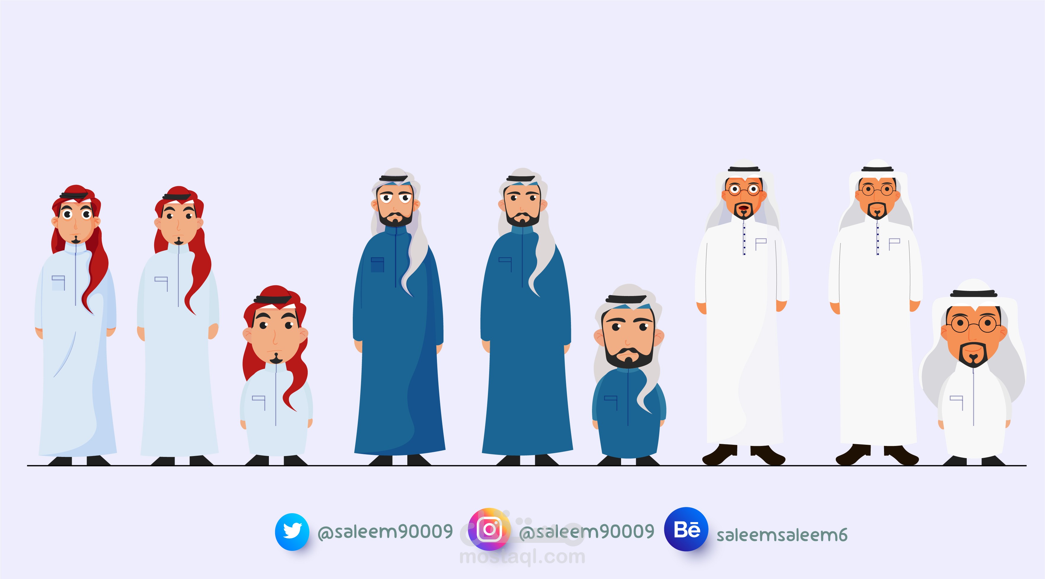 رسم شخصيات رجل عربي بعدة ستايلات ورسم بيئة جلسة عربية