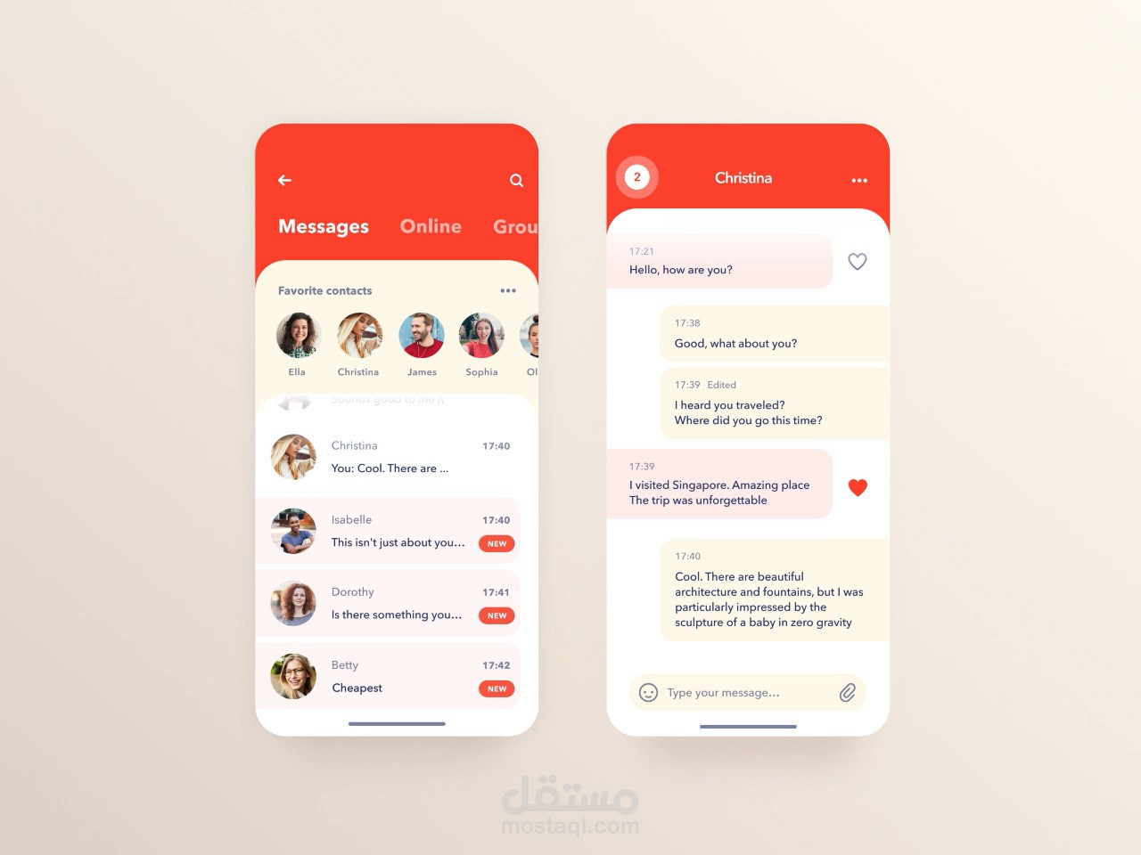 واجهة مستخدم  لصفحة دردشة بأستخدام فلاتر