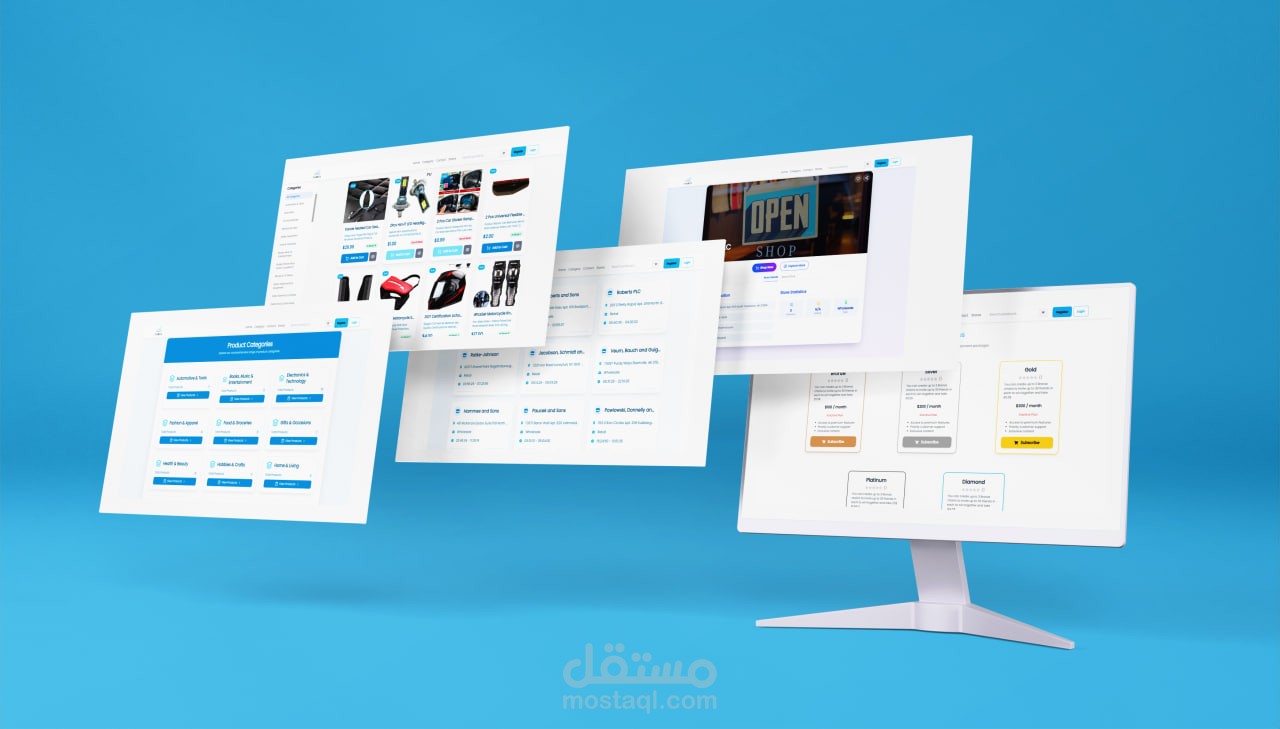 "منصة تجارة إلكترونية متكاملة لإدارة المتاجر و التسوق باستخدام next js - php laravel"