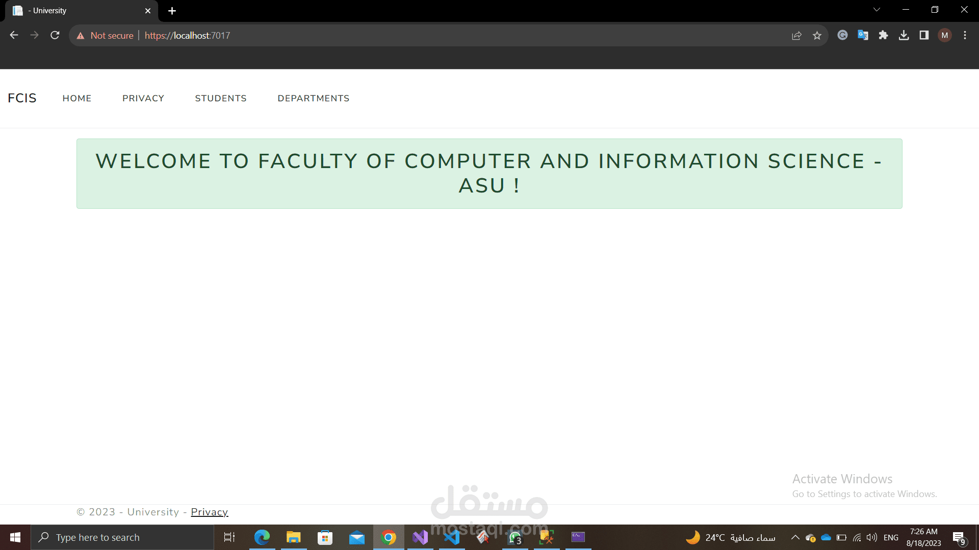 University Project using ASP.NET MVC
