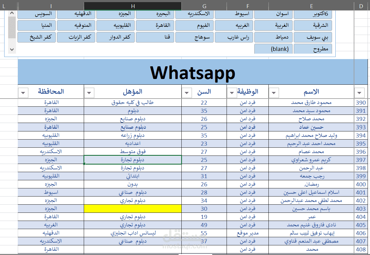 ادخال البيانات