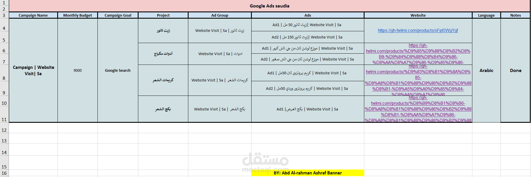 خطة اعلانية لبحث جوجل