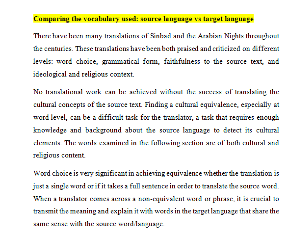 تحليل قصة السندباد البحري باللغة الإنجليزية