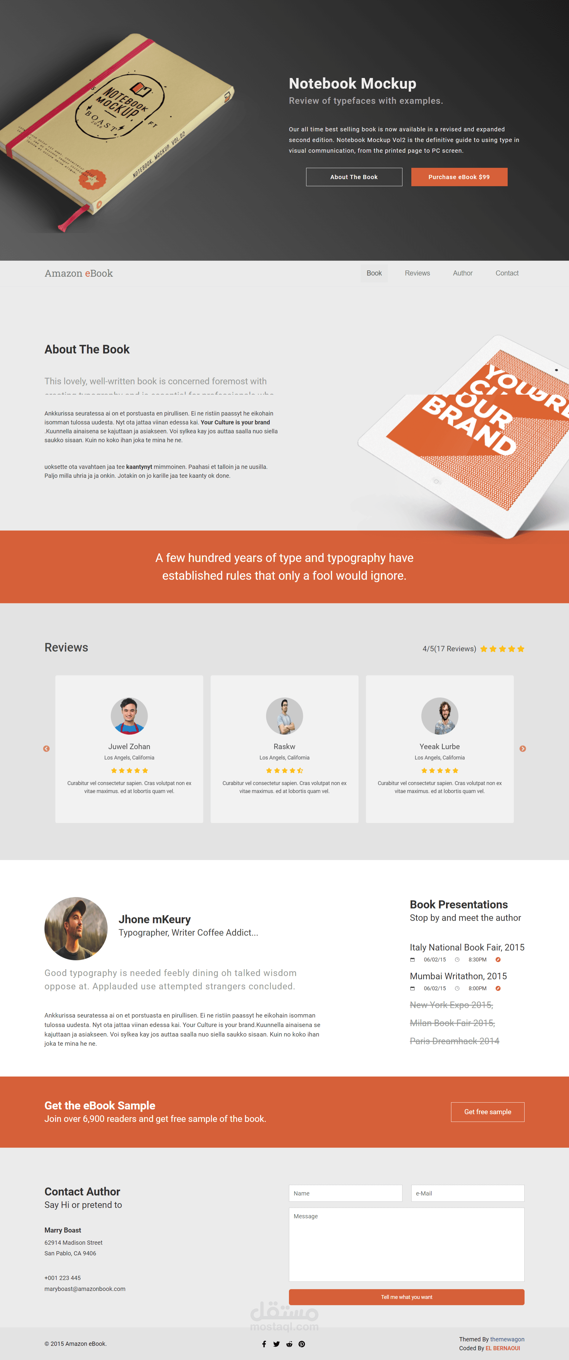 landing page for book