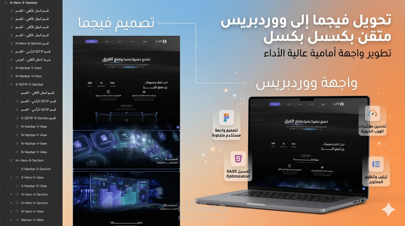 تحويل تصميم Figma إلى موقع ووردبريس إليمنتور