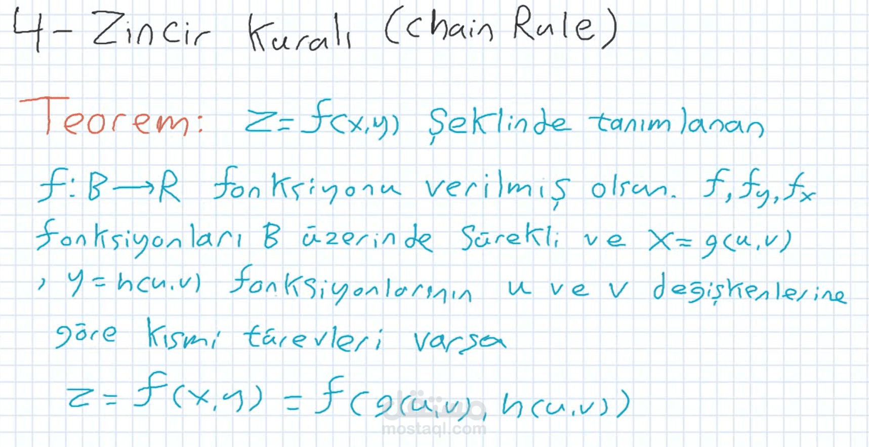 تسجيل دروس في قاعدة السلسلة  (Chain rule)