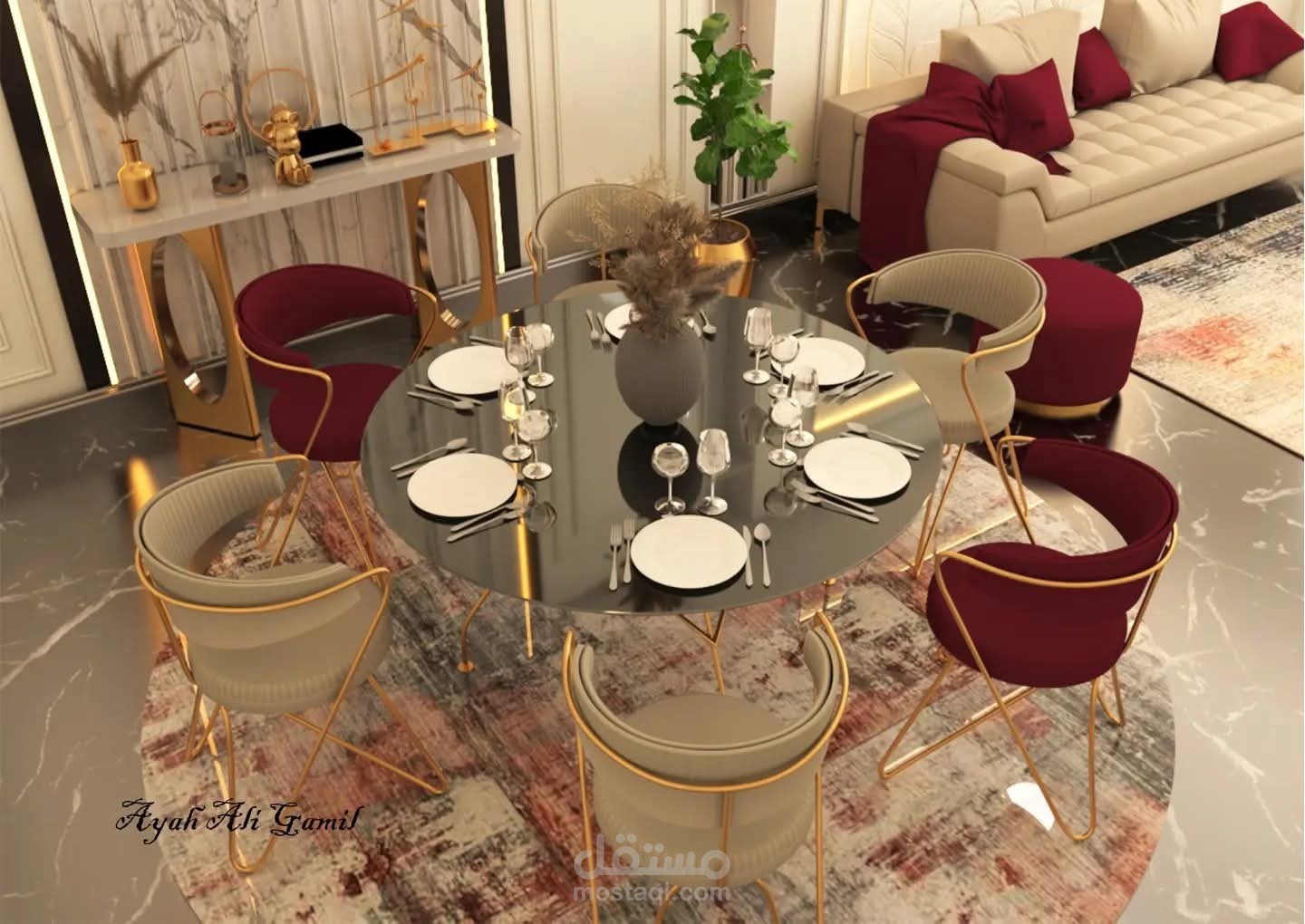 تصميم داخلى لفراغ معيشة