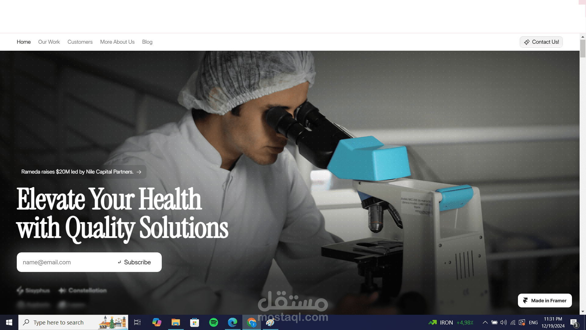 انشاء Mockup موقع الكتروني لشركة Rameda Pharma
