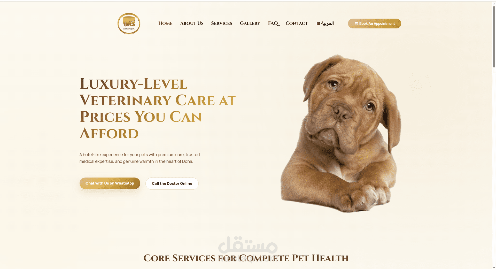 تصميم وتطوير الموقع الإلكتروني لـ Pets Veterinary Clinic