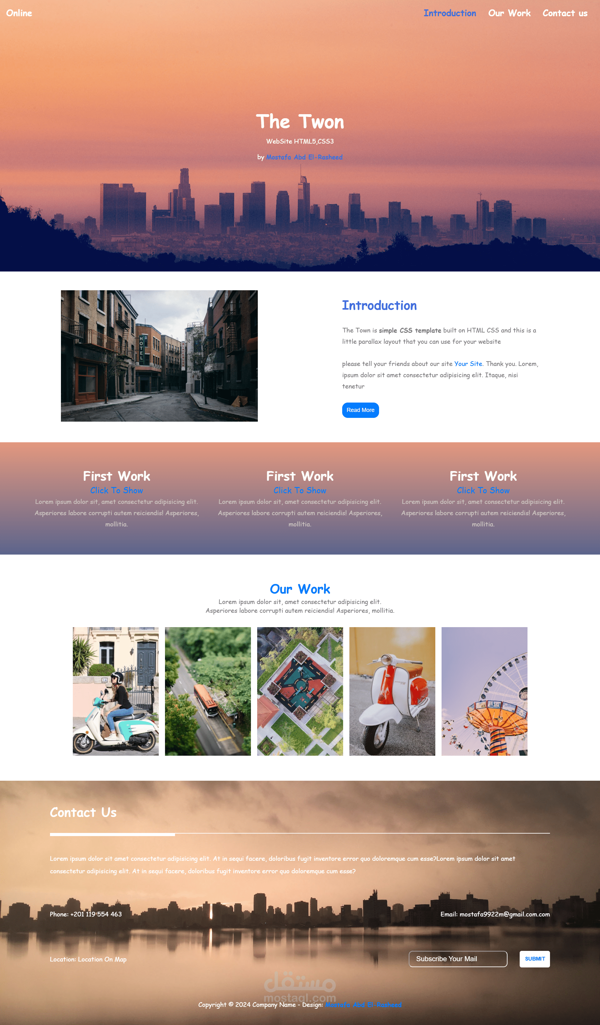 The Town: A Modern Landing Page