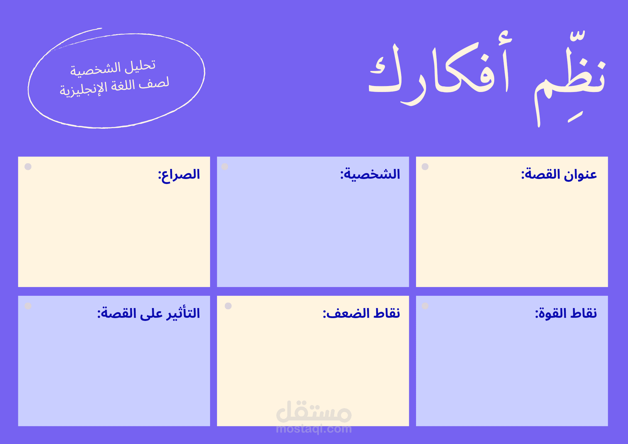تصميم جدول لتنظيم الافكار