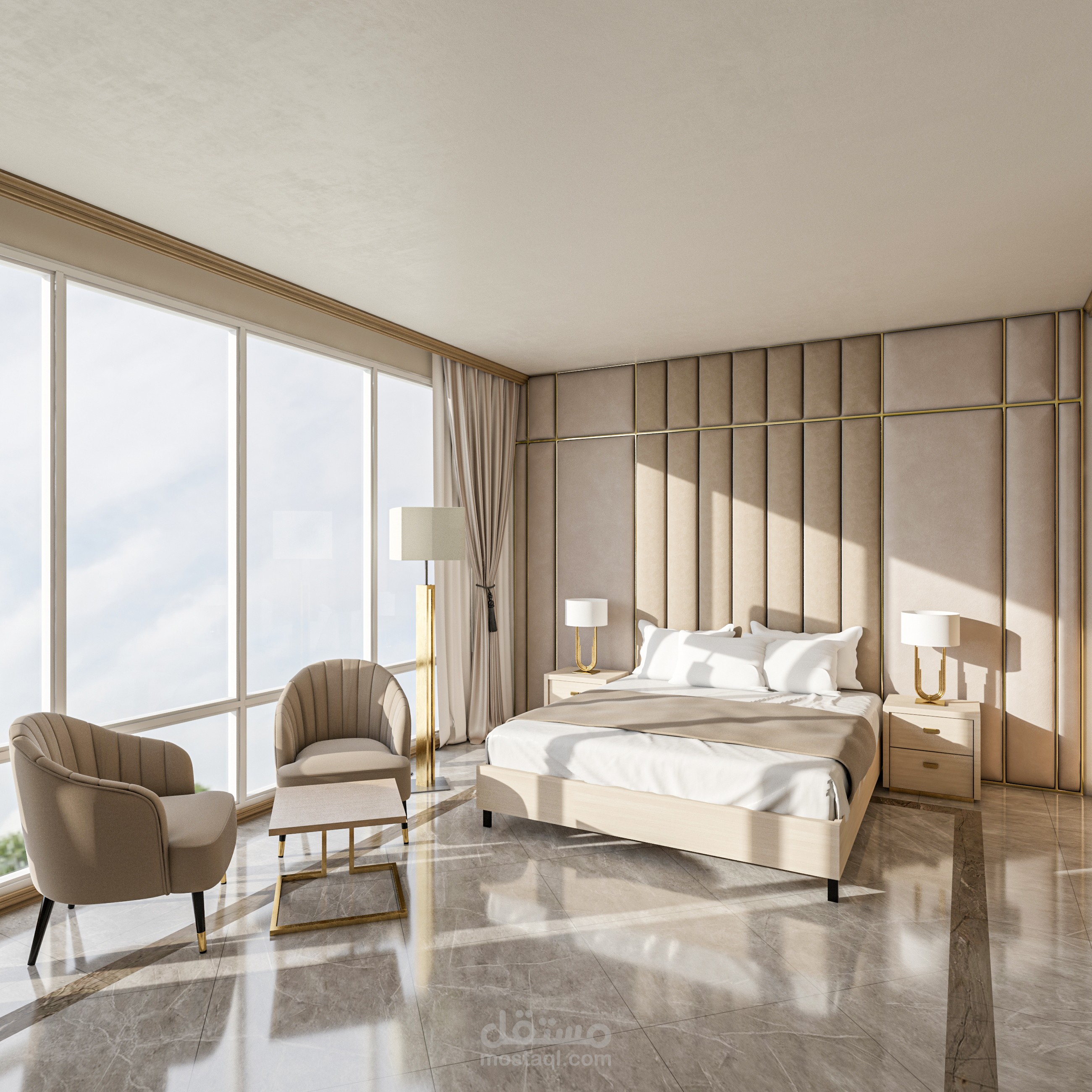 تصميم لغرفه اقامه بفندق (مشروع  تخرج)