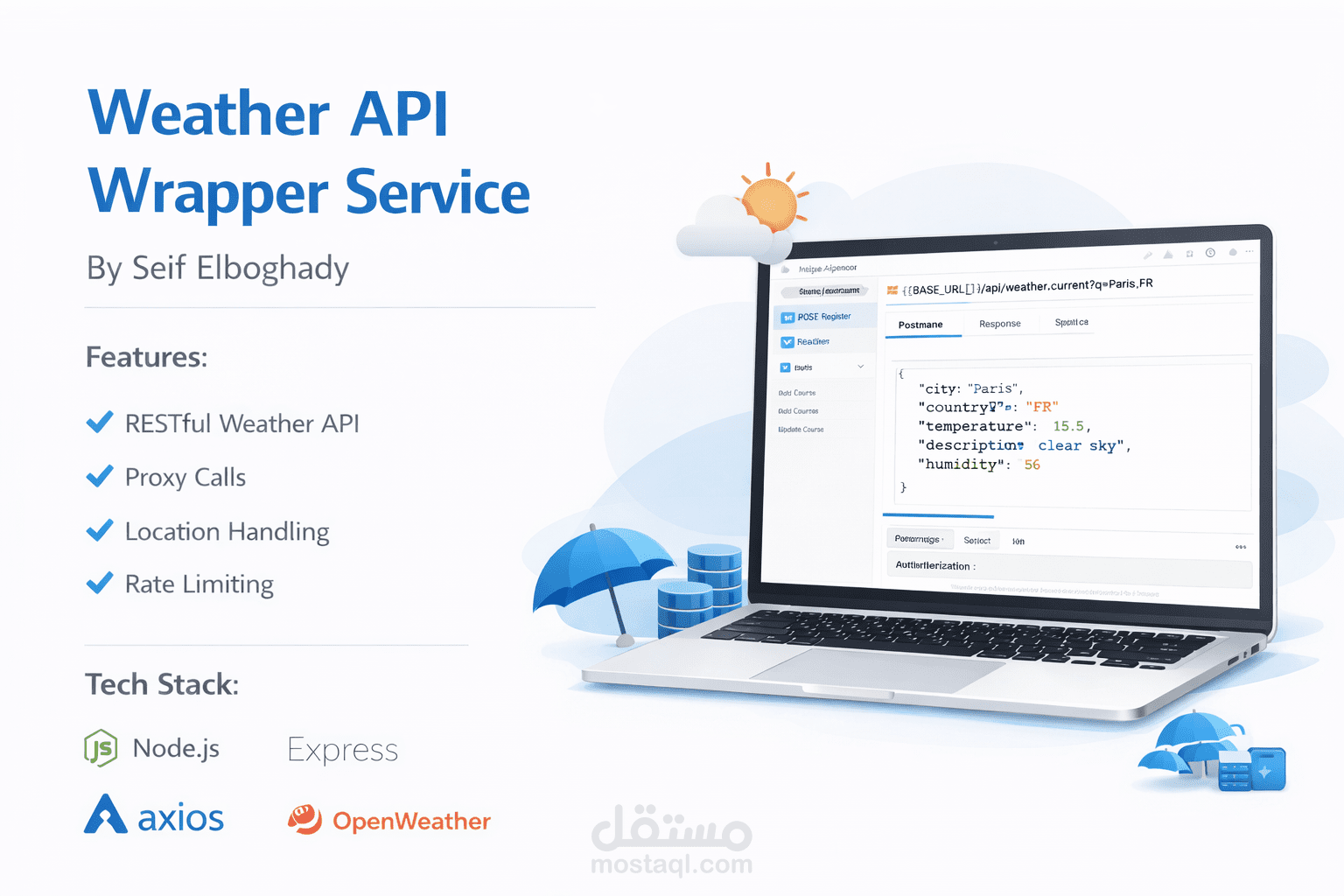 تطوير محرك Backend وسيط لربط ومعالجة بيانات الطقس العالمية (Fast & Secure API Wrapper)