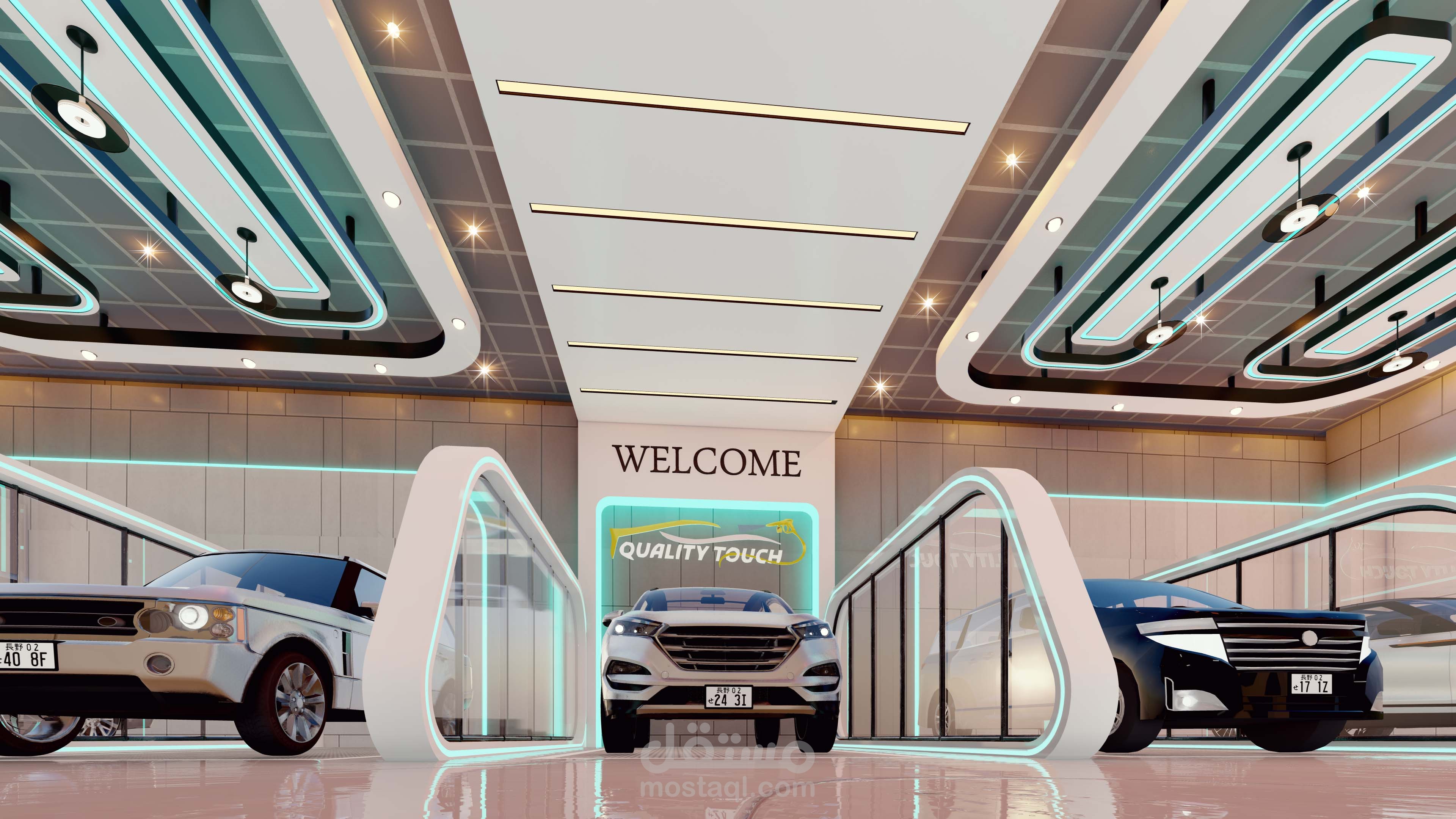 تصميم وتطوير  داخلي لمغسلة سيارات يدوية .