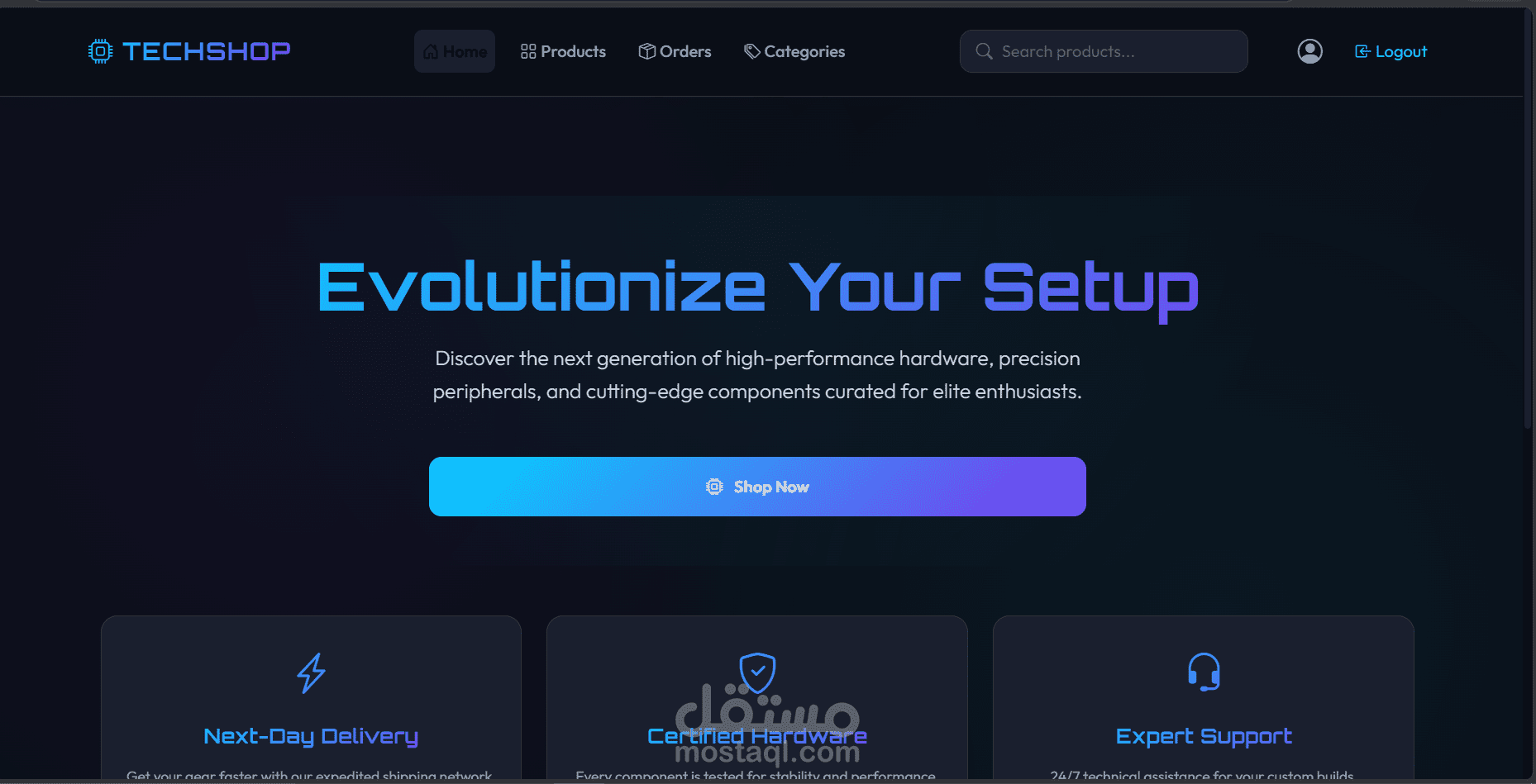 TechShop - منصة تجارة إلكترونية متكاملة لمنتجات التقنية