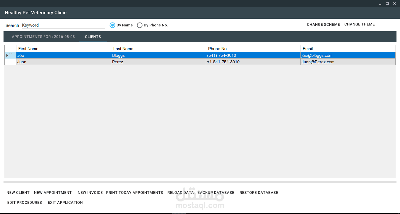 برنامج حجز وفواتير لعيادة بيطرية Healthy Pet Clinic