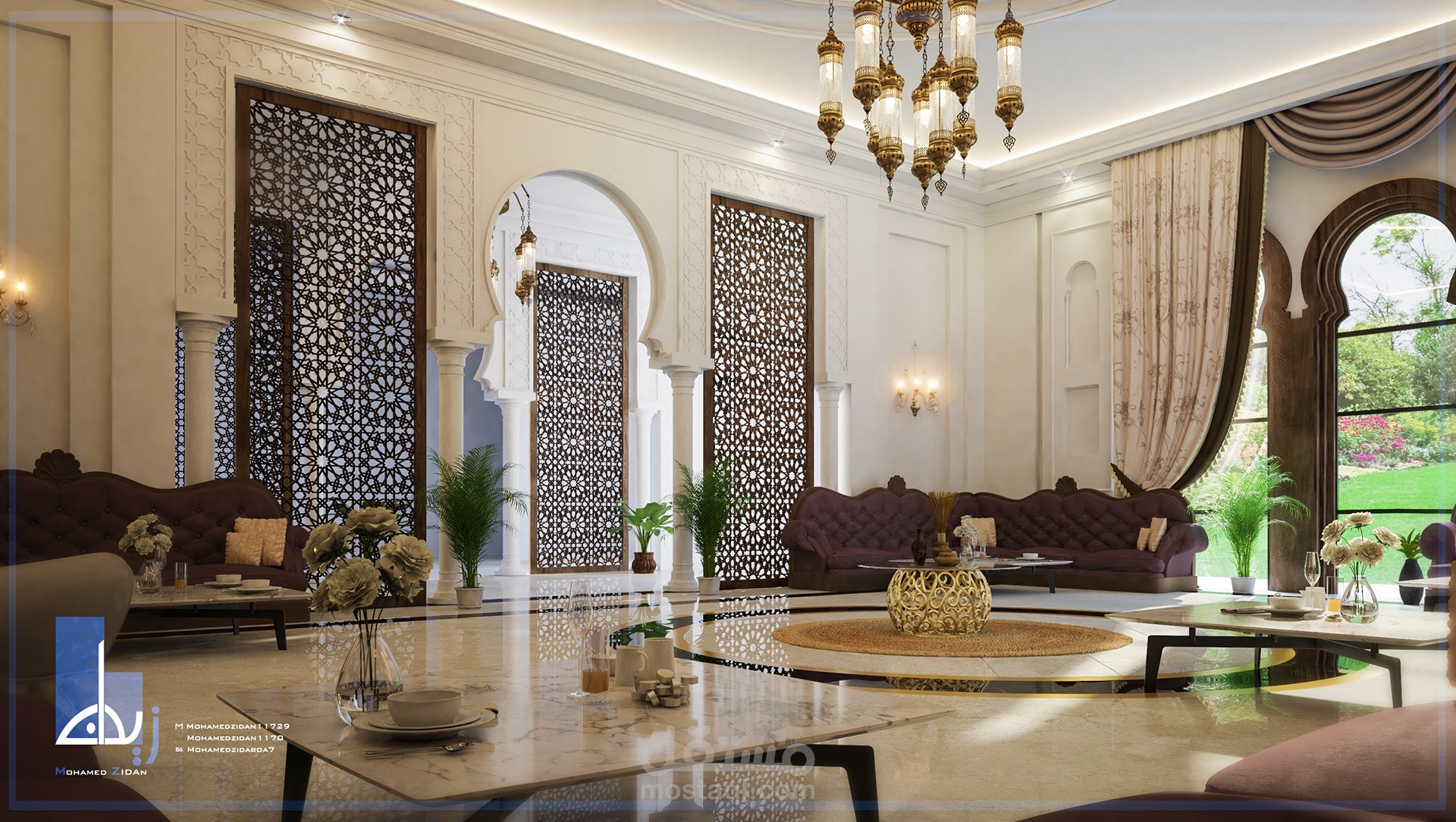 تصميم داخلي لمجلس عربي على الطراز المغربي في السعودية