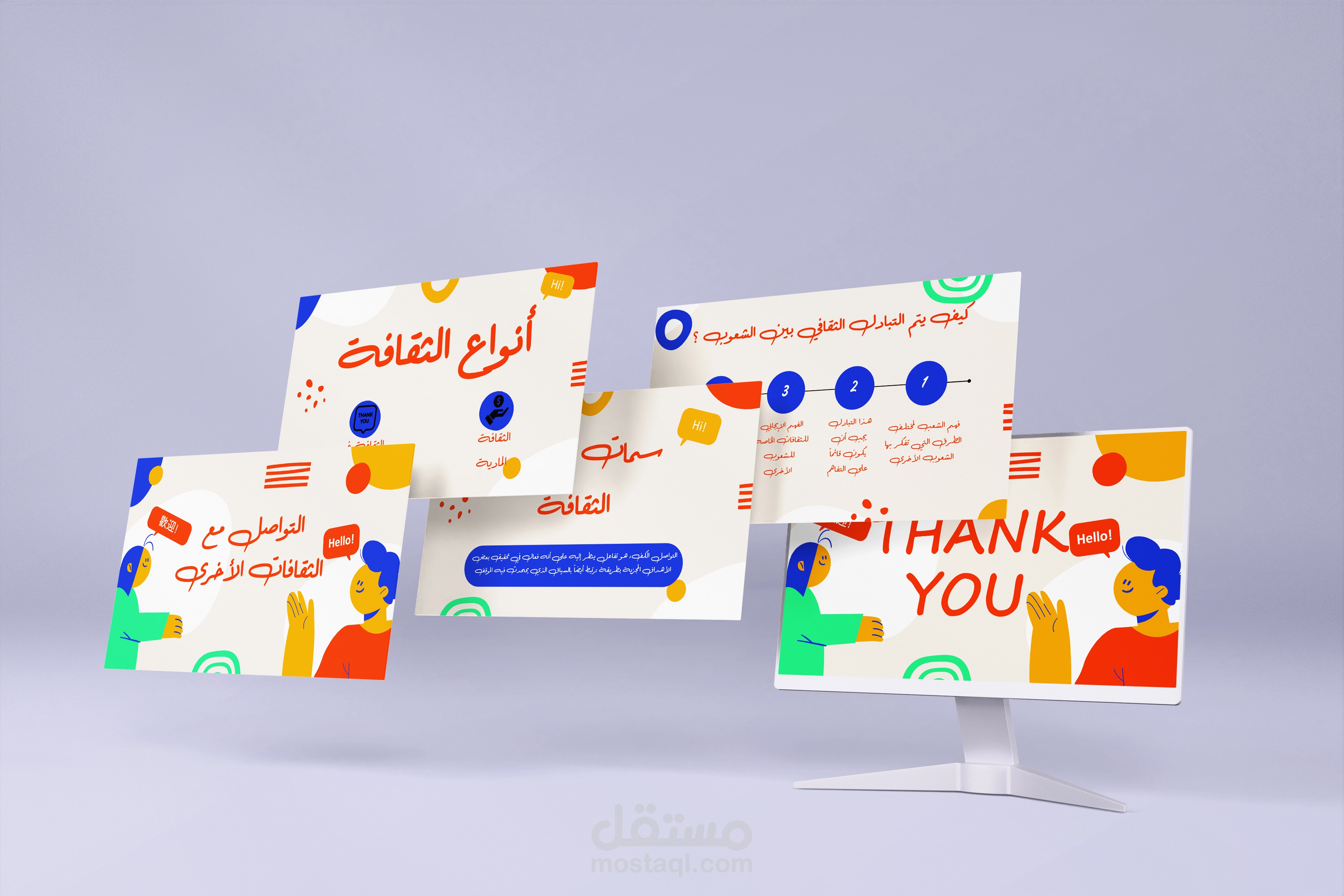 تصميم عرض تقديمي بعنوان: "التواصل مع الثقافات الأخرى"