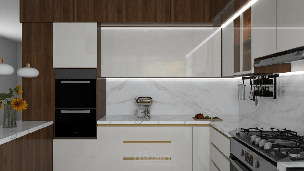 تصميم مميز لمطبخ مفتوح ديزاين عصري