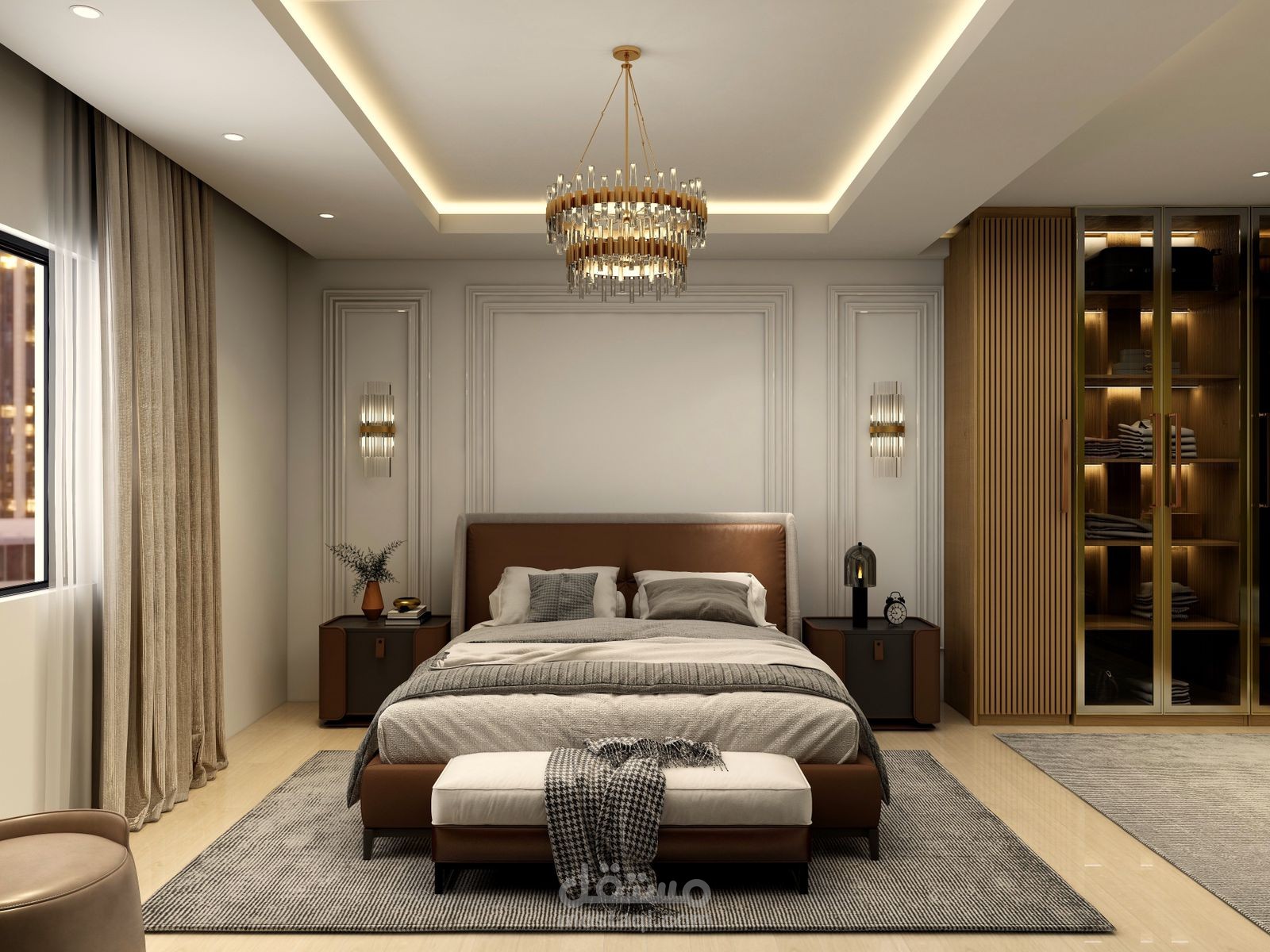 تصميم غرفه نوم ودرسينج مميز