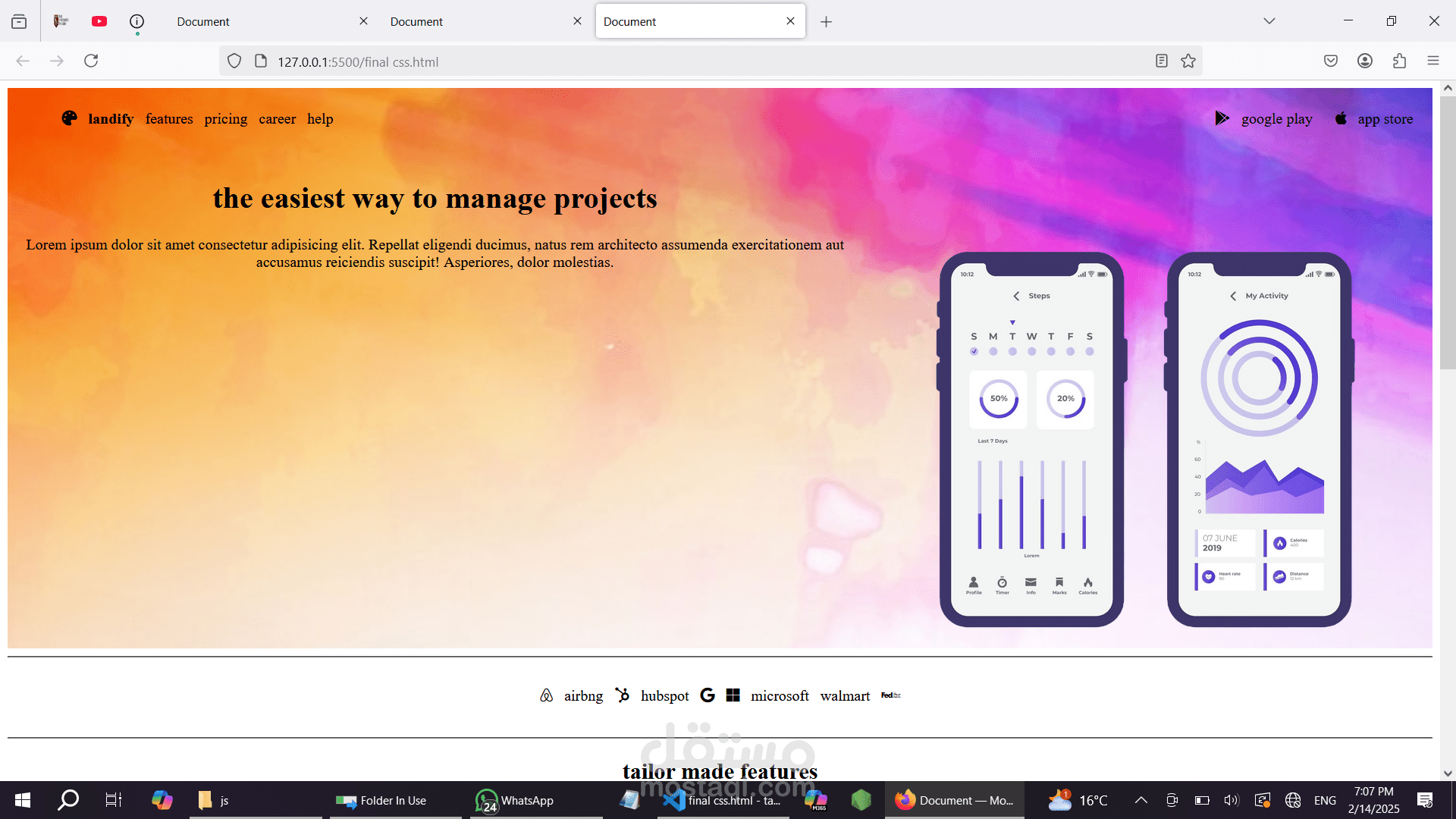 a figma designed coding website