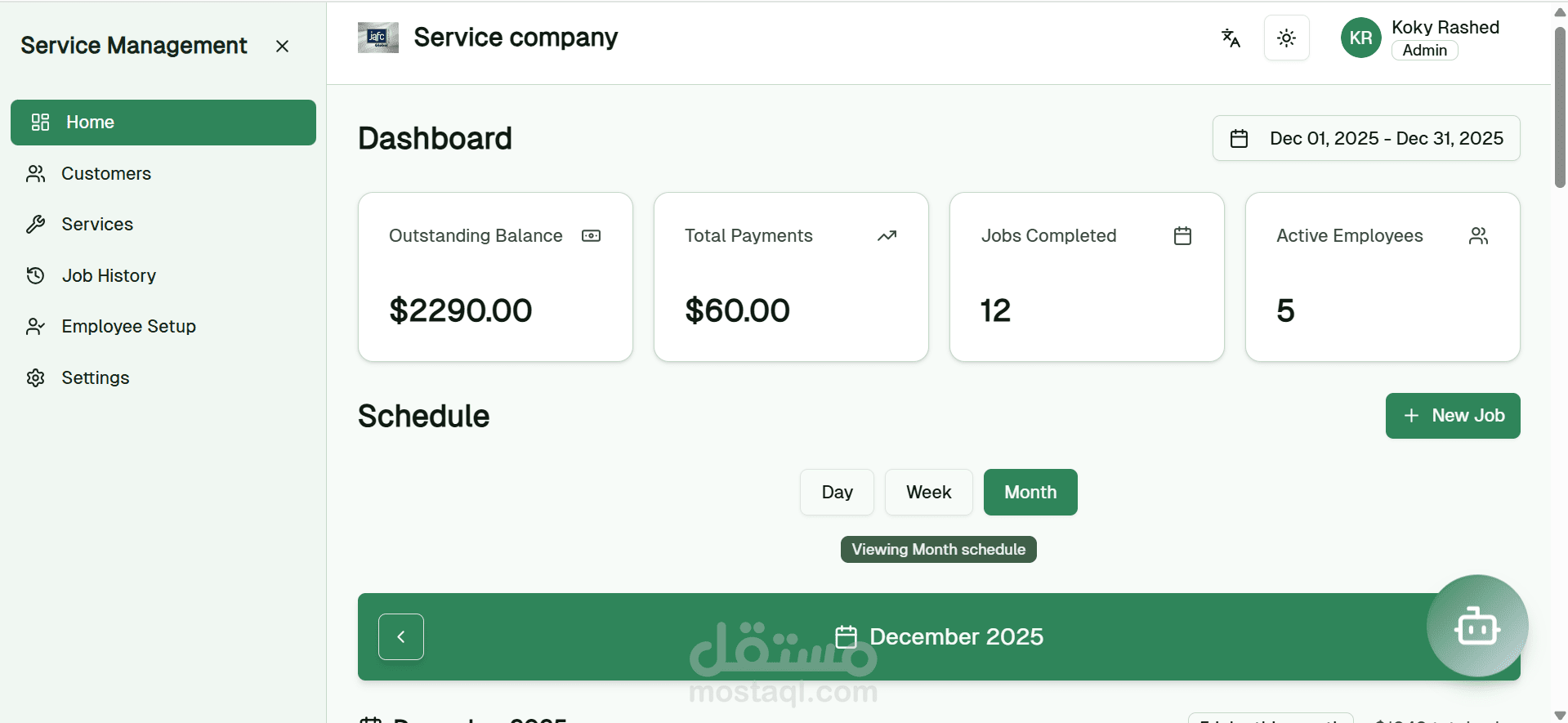 Service systems management app