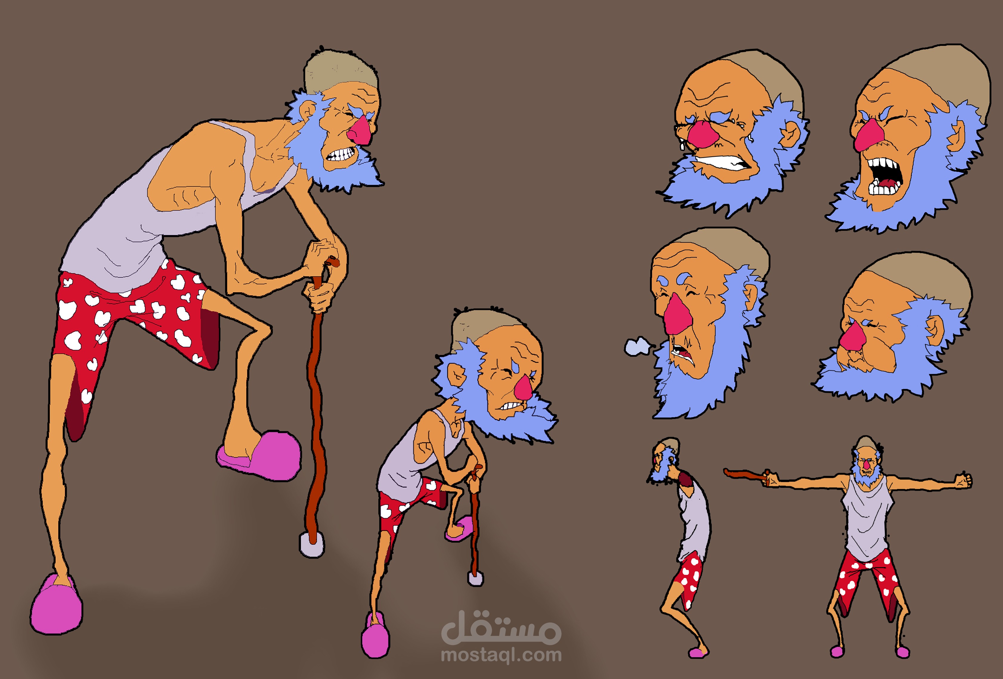 تصميم شخصية كرتونية لرجل عجوز
