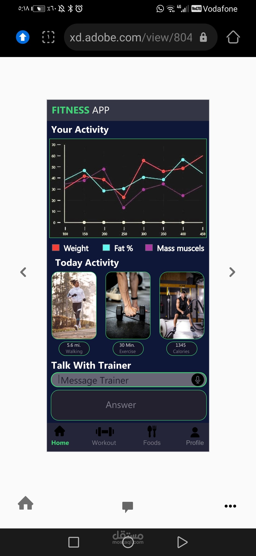 Mobile application (fitness app)