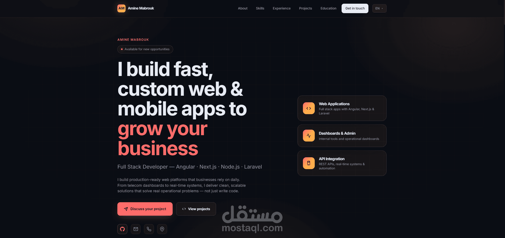 موقع معرض الأعمال الشخصي المنشور (Portfolio Platform)