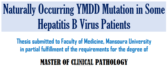 Naturally Occurring YMDD Mutation in Some Hepatitis B Virus Patients