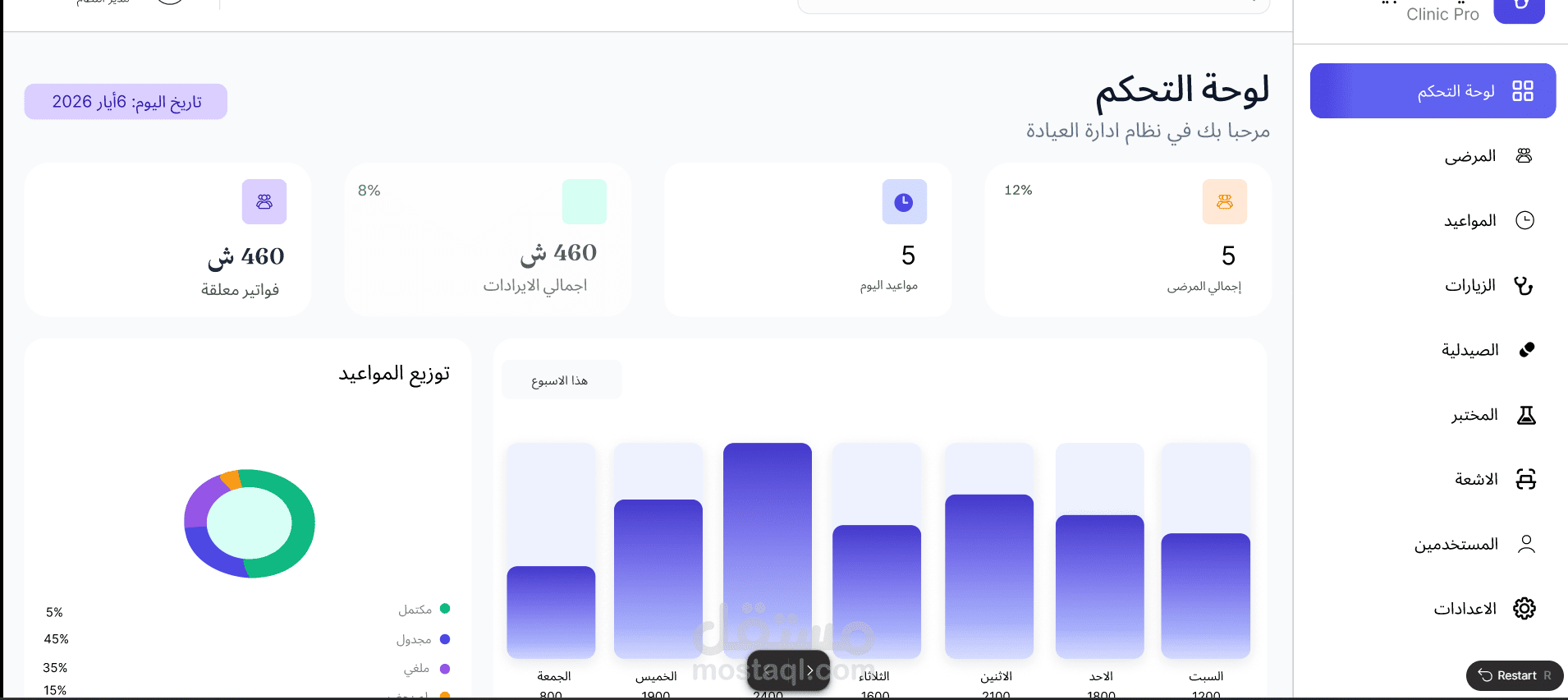 واجهة إدارة المرضى UI/UX