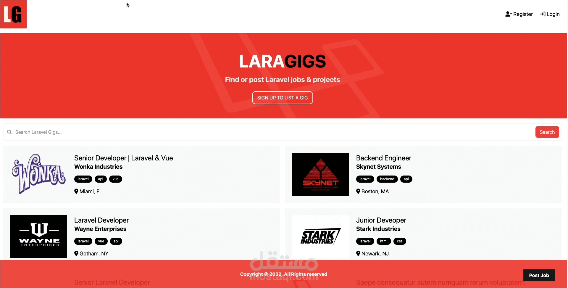 LaraGig : find & post a laravel projects & jobs