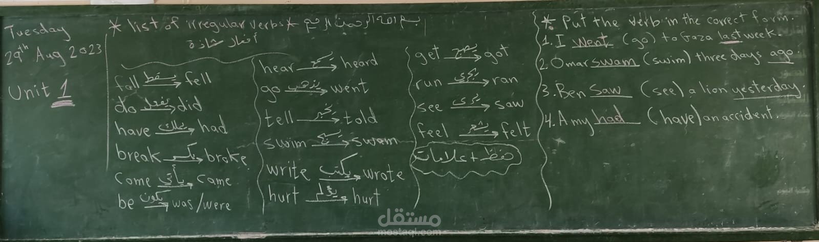 شرح درس الأفعال الشاذة في اللغة الانجليزية