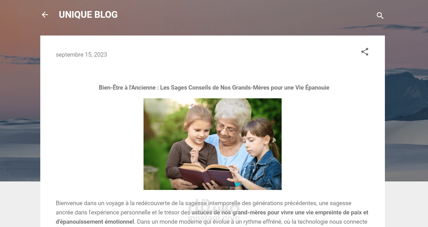 مقالة باللغة الفرنسية حول نصائح مستلهمة من حكمة الأجيال السابقة للعيش بسعادة