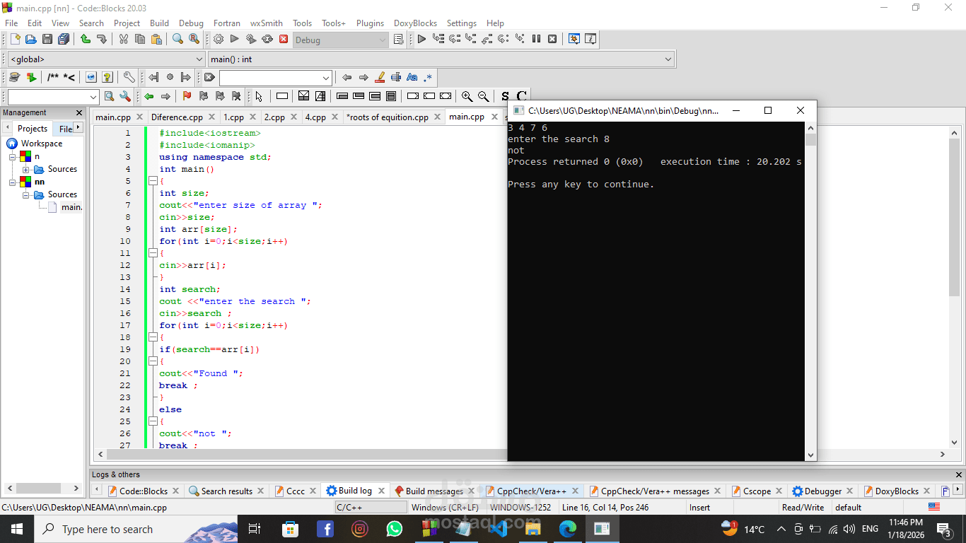 Linear Search Algorithm using C++