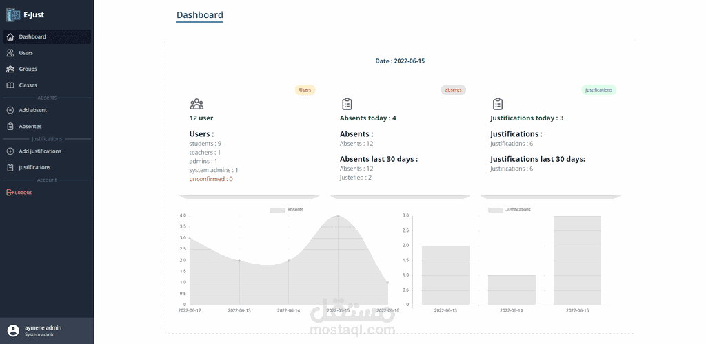 Ejust Student Absence Management System