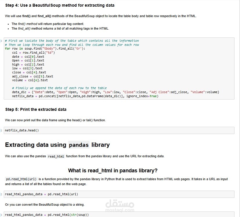 استخراج وتحليل البيانات التاريخية لأسهم الشركات باستخدام Web Scraping و BeautifulSoup