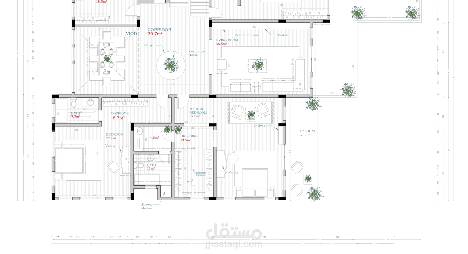 إعادة تصميم مخططات معمارية لفيلا سكنية -  السعودية