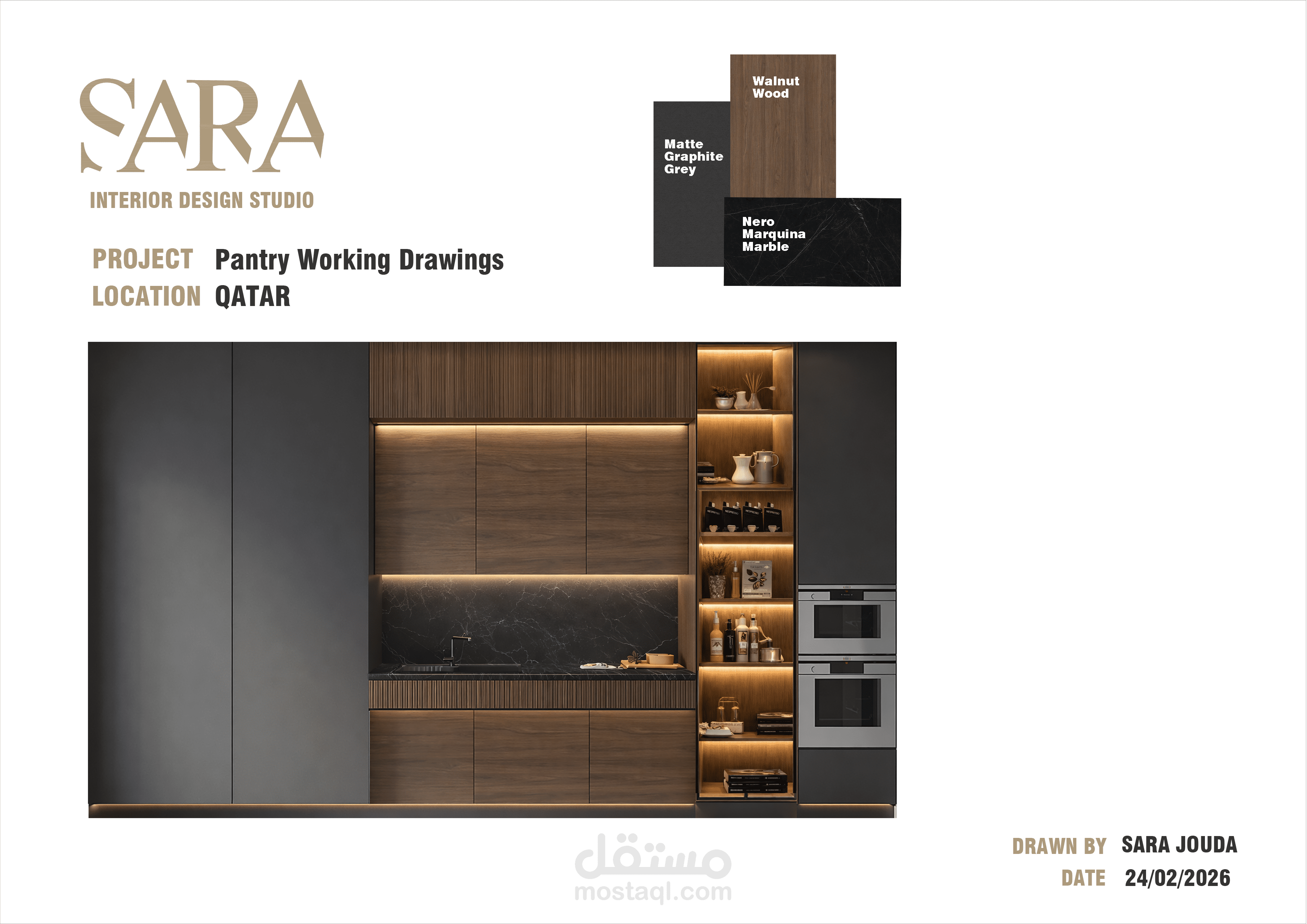 تصميم بانتري مطبخ - تفاصيل التنفيذ