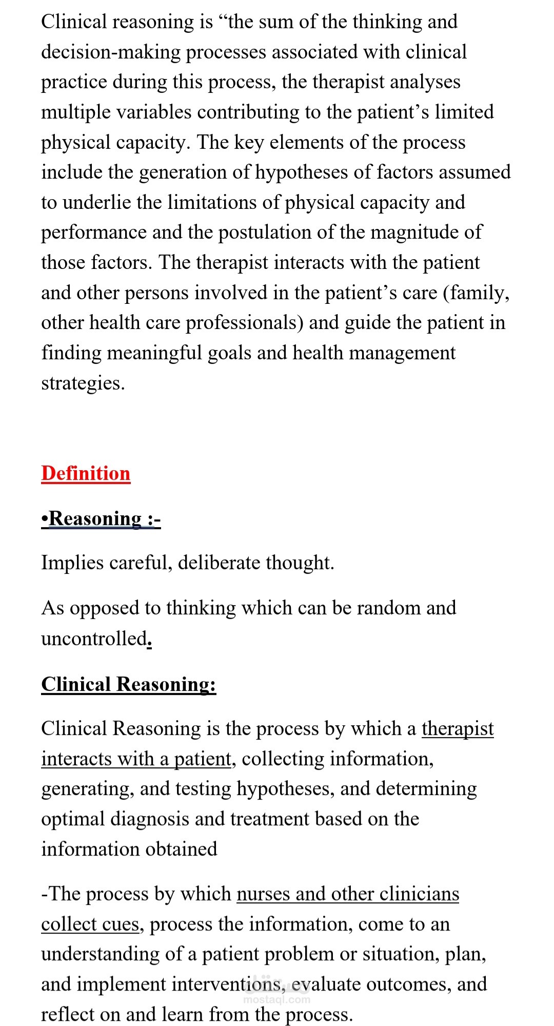Clinical reasoning