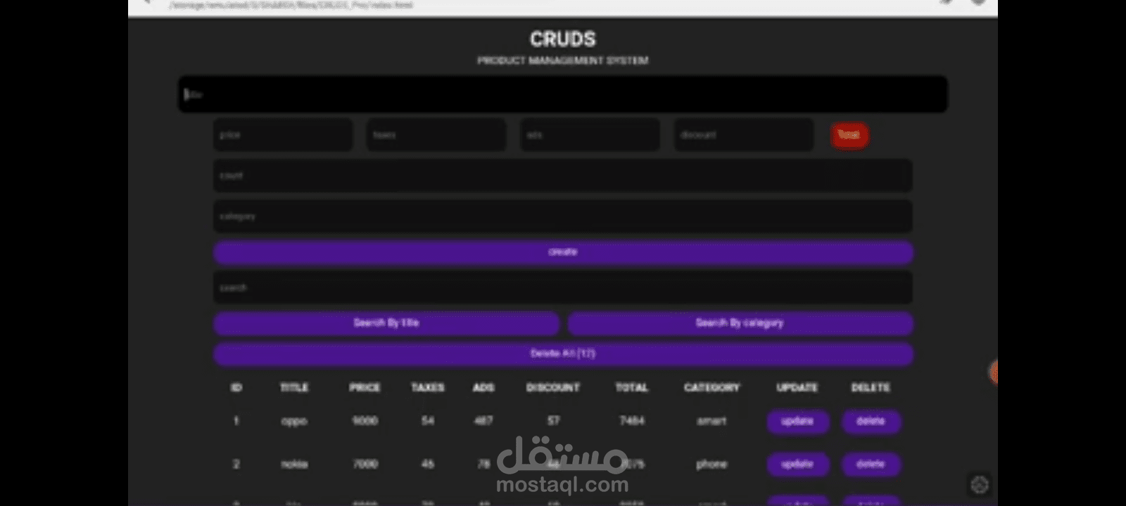 CRUD Web Application | Built with HTML, CSS & JavaScript