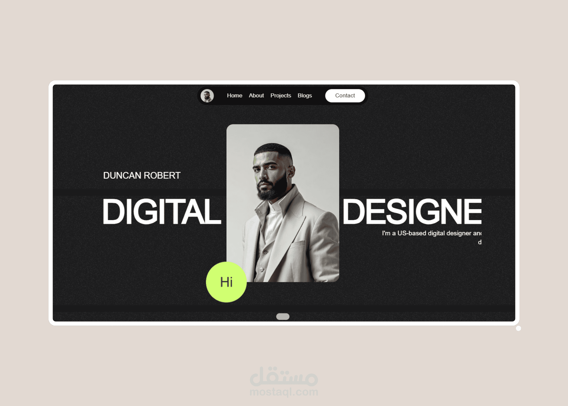 موقع بورتفوليو احترافي بأنيميشنز مخصصة ووضع داكن/فاتح - Framer